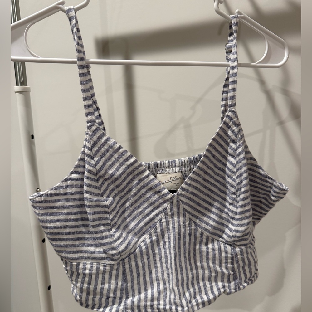 Universal Thread Blue and White Striped Crop Top